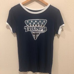 Triumph Motorcycle Logo Ringer Tee Lucky Brand